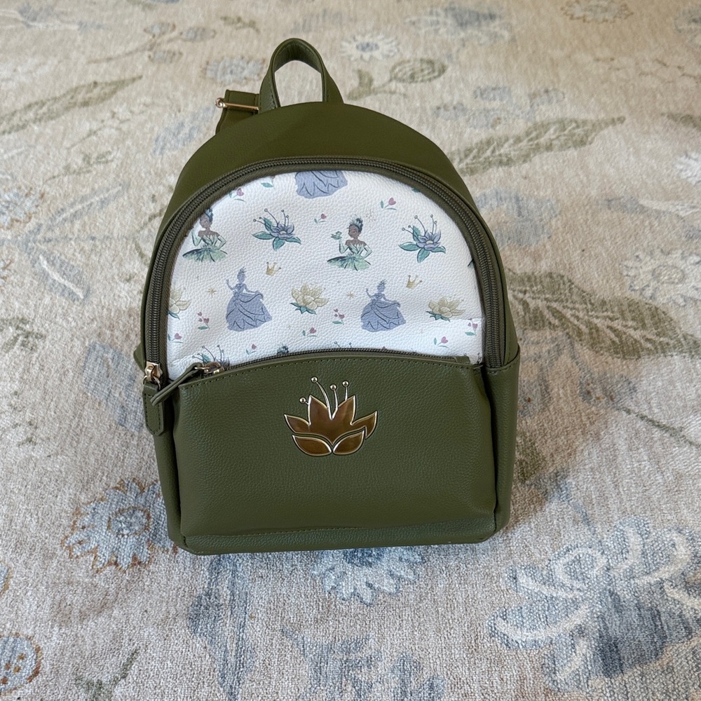 Green Tiana Disney Backpack with Floral Pattern